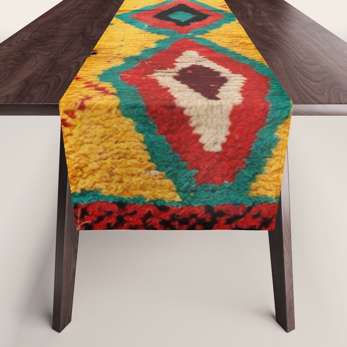 Antique Moroccan Rug Print Table Runner Gallery Image 1