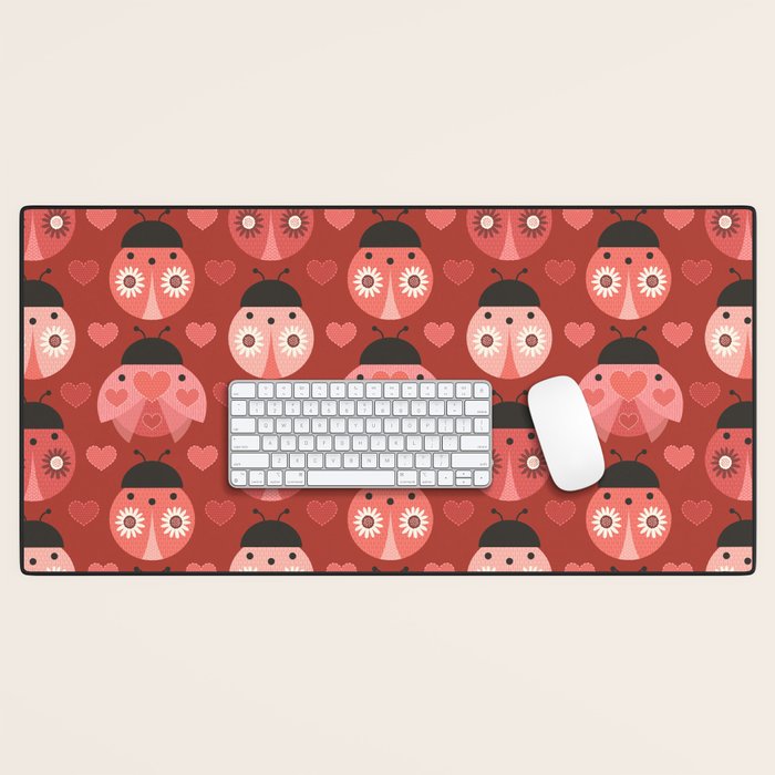Love Bug Ladybugs - Valentines Day Colors Desk Mat Gallery Image 1