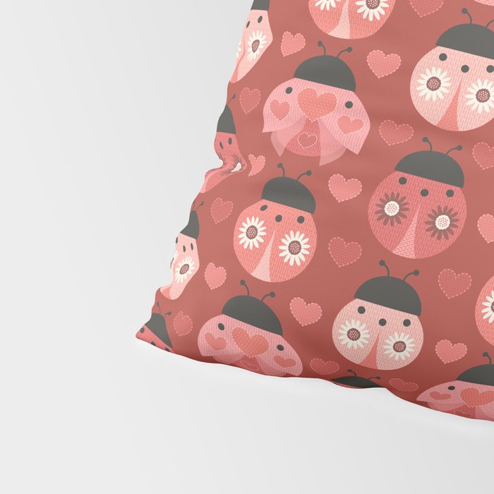 Love Bug Ladybugs - Valentines Day Colors Pillow Sham Gallery Image 4