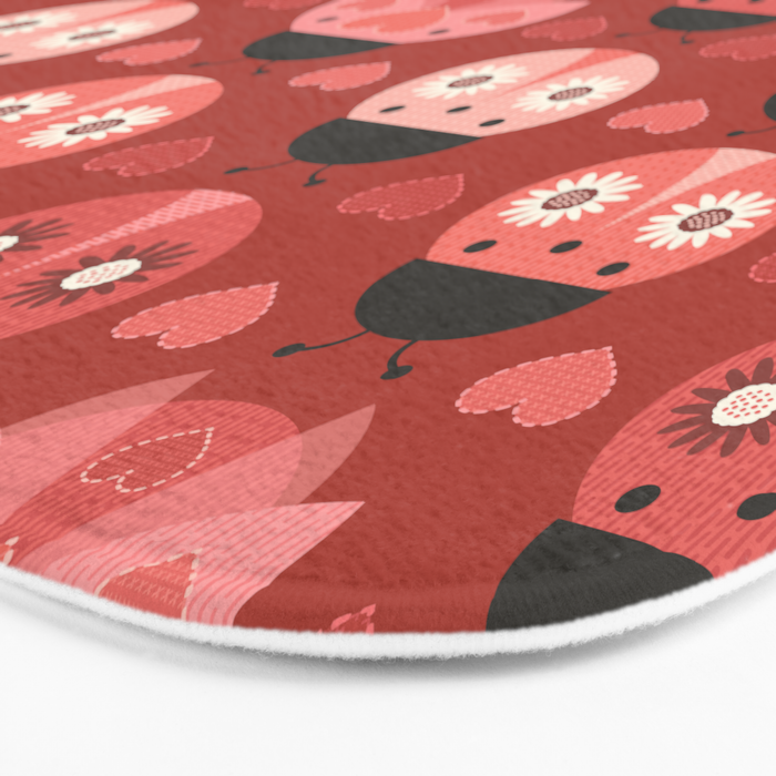 Love Bug Ladybugs - Valentines Day Colors Bath Mat Gallery Image 3