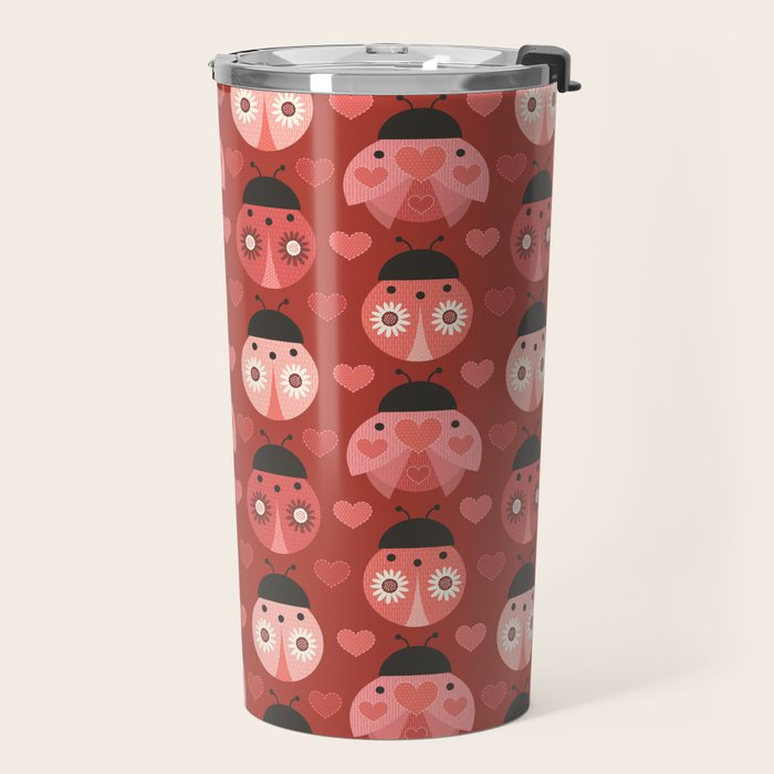 Love Bug Ladybugs - Valentines Day Colors Travel Mug Gallery Image 2