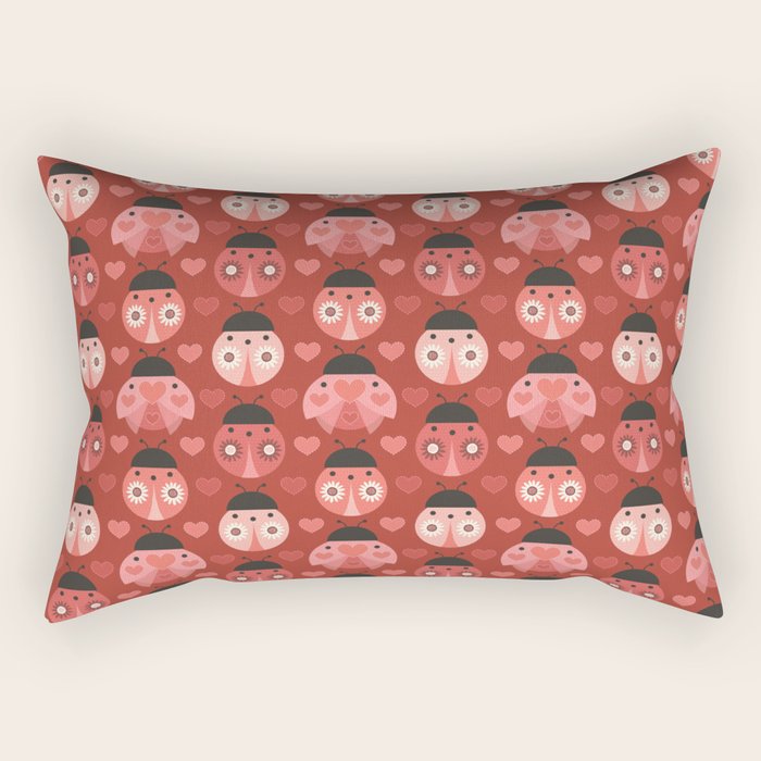 Love Bug Ladybugs - Valentines Day Colors Rectangular Pillow Gallery Image 2