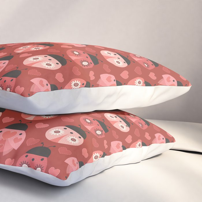 Love Bug Ladybugs - Valentines Day Colors Pillow Sham Gallery Image 3