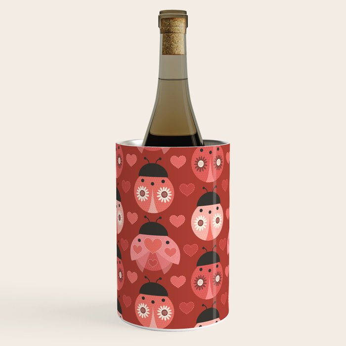 Love Bug Ladybugs - Valentines Day Colors Wine Chiller Gallery Image 1