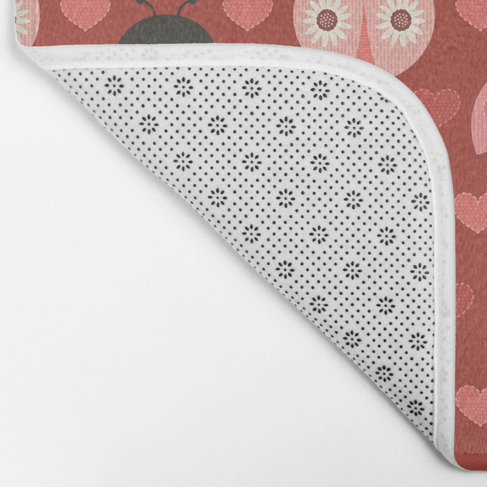 Love Bug Ladybugs - Valentines Day Colors Bath Mat Gallery Image 2