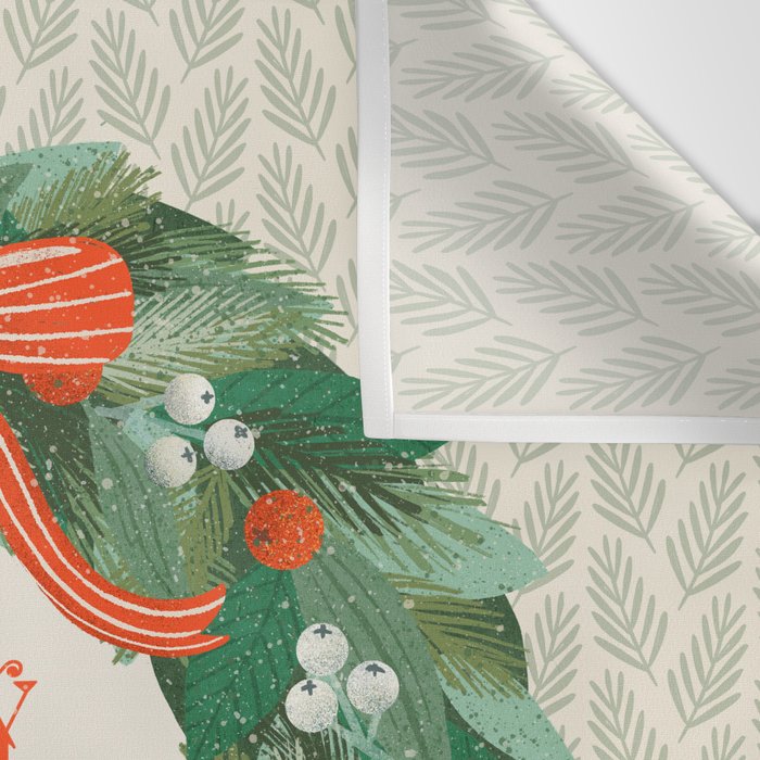 Happy Holidays Christmas Wreath Wall Tapestry Gallery Image 3