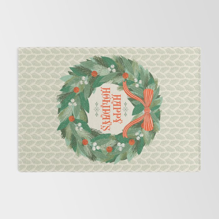 Happy Holidays Christmas Wreath Rug Gallery Image 2