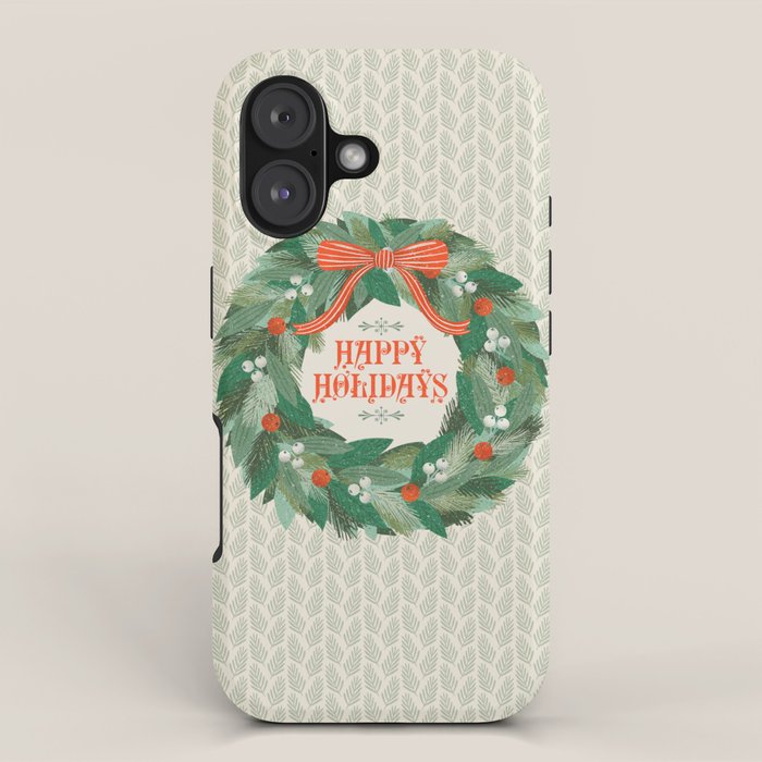 Happy Holidays Christmas Wreath iPhone Case Gallery Image 1