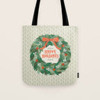 Happy Holidays Christmas Wreath Tote Bag Gallery Image 1