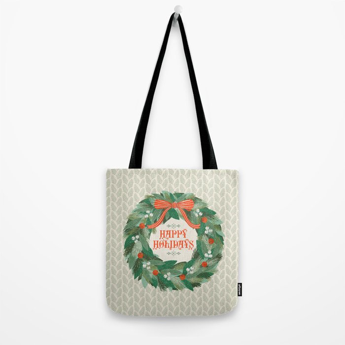 Happy Holidays Christmas Wreath Tote Bag Gallery Image 2