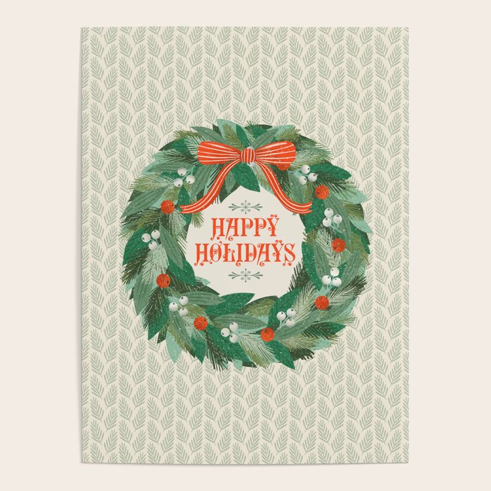 Happy Holidays Christmas Wreath Poster Gallery Image 1