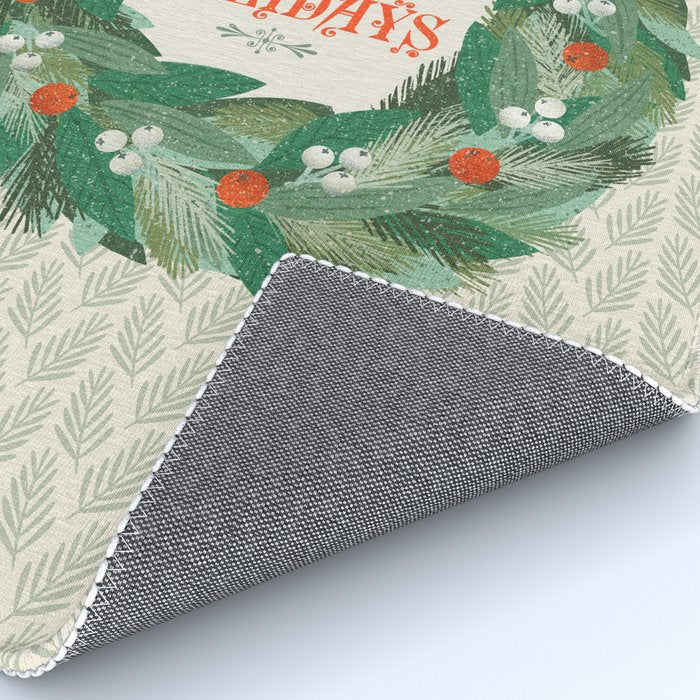Happy Holidays Christmas Wreath Rug Gallery Image 4
