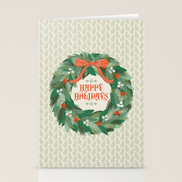 Happy Holidays Christmas Wreath Stationery Card Gallery Image 2