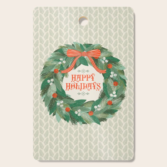 Happy Holidays Christmas Wreath Cutting Board Gallery Image 1