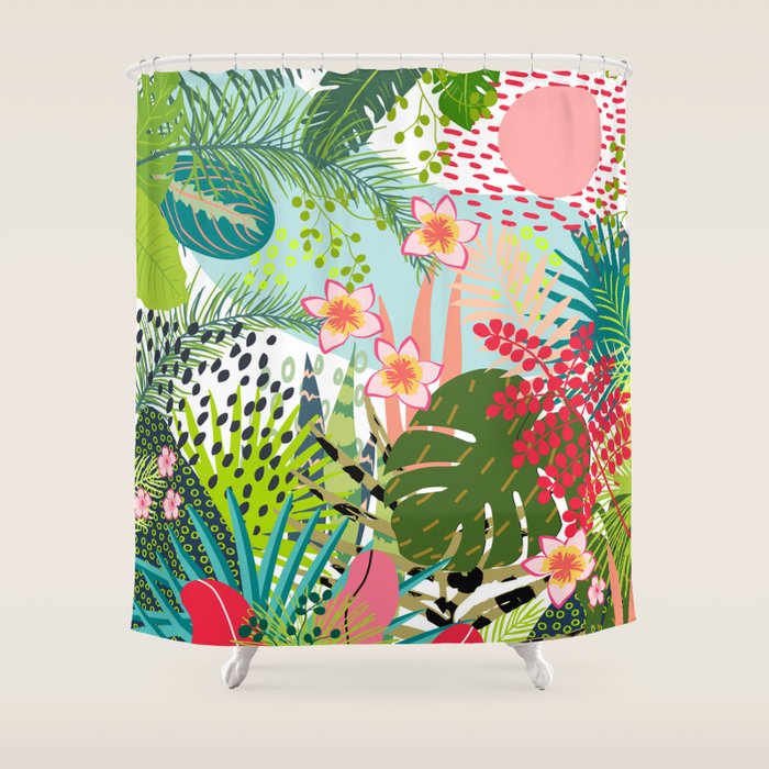 Tropical, Palms, Jungle Prints, Nature Art. Shower Curtain Gallery Image 1