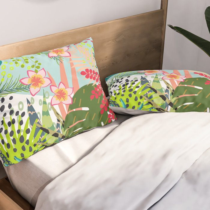 Tropical, Palms, Jungle Prints, Nature Art. Pillow Sham Gallery Image 2