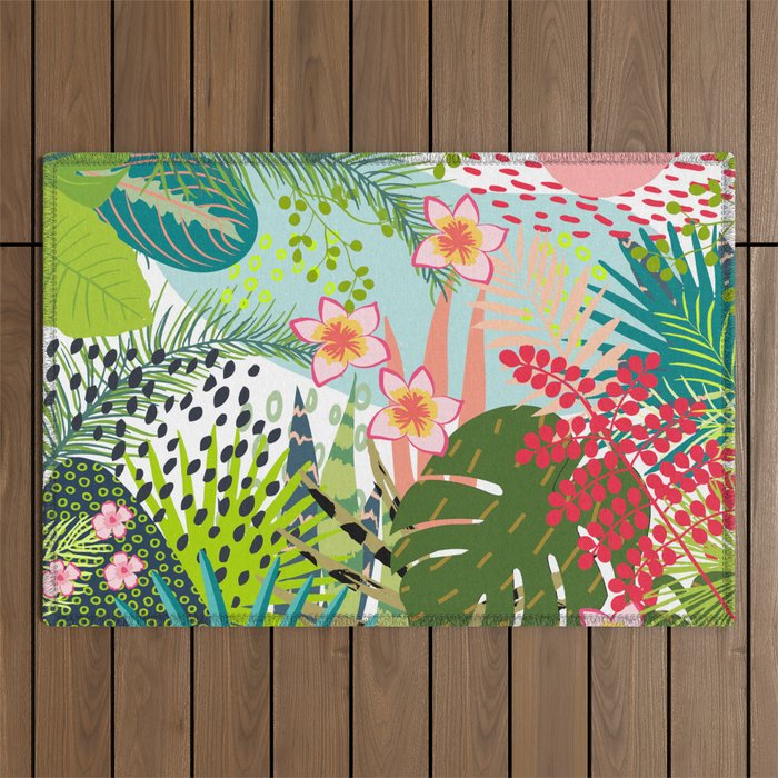 Tropical, Palms, Jungle Prints, Nature Art. Outdoor Rug Gallery Image 1