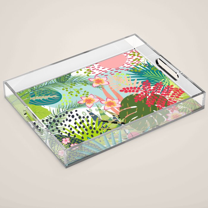 Tropical, Palms, Jungle Prints, Nature Art. Acrylic Tray Gallery Image 1