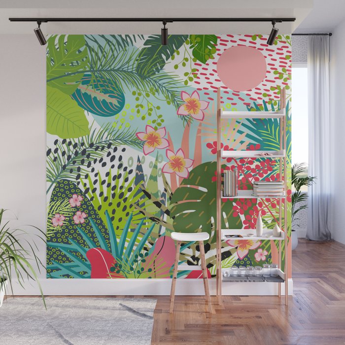 Tropical, Palms, Jungle Prints, Nature Art. Wall Mural Gallery Image 1