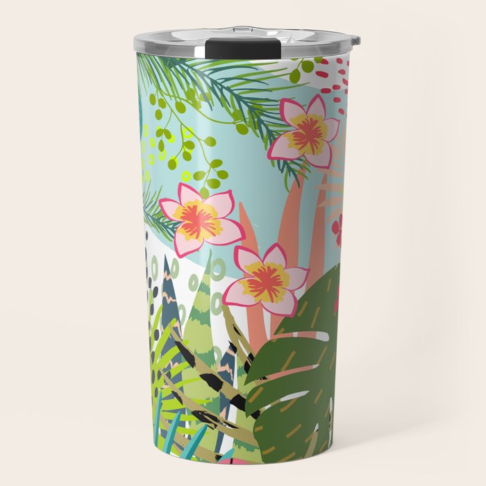 Tropical, Palms, Jungle Prints, Nature Art. Travel Mug Gallery Image 1