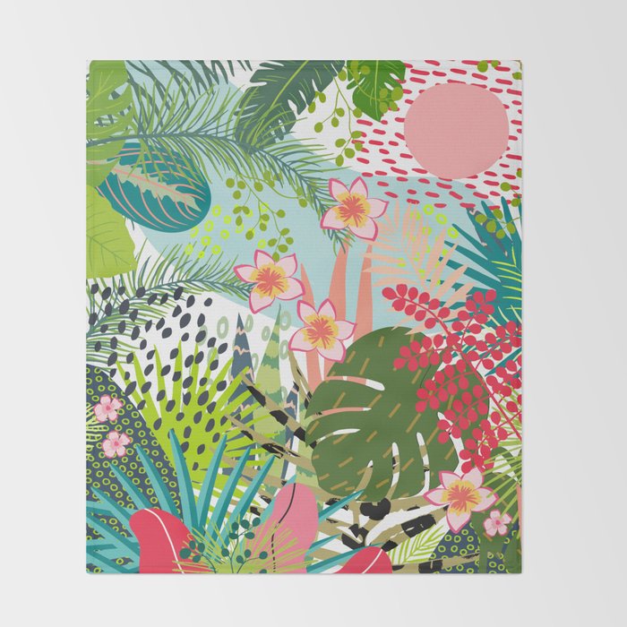 Tropical, Palms, Jungle Prints, Nature Art. Throw Blanket Gallery Image 2