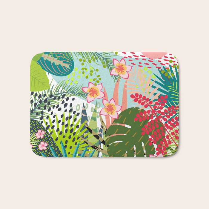 Tropical, Palms, Jungle Prints, Nature Art. Bath Mat Gallery Image 1