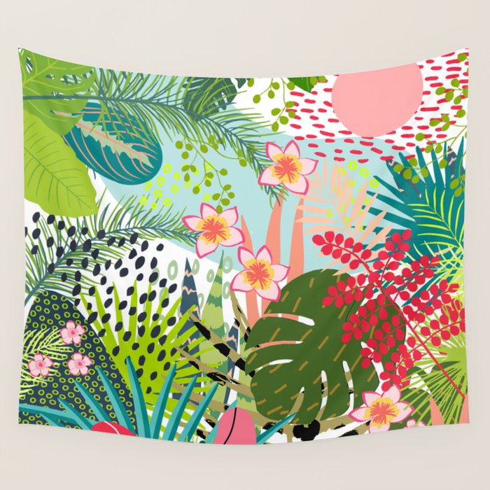 Tropical, Palms, Jungle Prints, Nature Art. Wall Tapestry Gallery Image 4