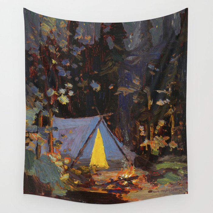 Tom Thomson Campfire 1916 Canadian Landscape Artist Wall Tapestry Gallery Image 1