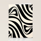 New Groove Retro Swirl Abstract in Black and Almond Cream Stationery Card Gallery Image 2