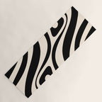New Groove Retro Swirl Abstract in Black and Almond Cream Yoga Mat Gallery Image 1