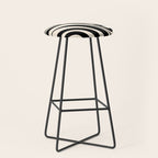 New Groove Retro Swirl Abstract in Black and Almond Cream Stool Gallery Image 1