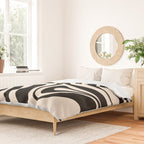 New Groove Retro Swirl Abstract in Black and Almond Cream Duvet Cover Gallery Image 2