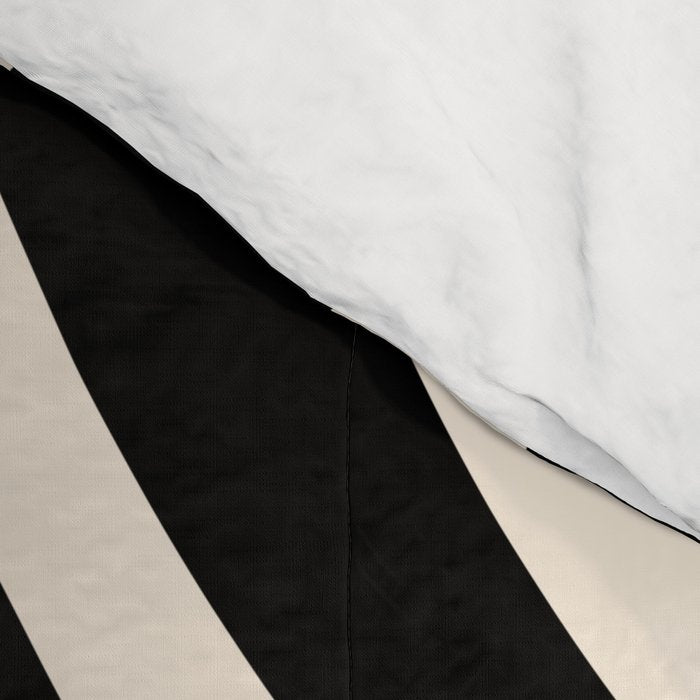 New Groove Retro Swirl Abstract in Black and Almond Cream Comforter Gallery Image 4