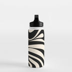 New Groove Retro Swirl Abstract in Black and Almond Cream Water Bottle Gallery Image 3