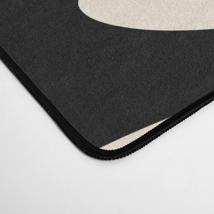 New Groove Retro Swirl Abstract in Black and Almond Cream Desk Mat Gallery Image 4