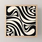 New Groove Retro Swirl Abstract in Black and Almond Cream Mini Art Print Gallery Image 1