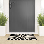 New Groove Retro Swirl Abstract in Black and Almond Cream Welcome Mat Gallery Image 3