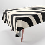 New Groove Retro Swirl Abstract in Black and Almond Cream Tablecloth Gallery Image 1