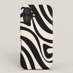 New Groove Retro Swirl Abstract in Black and Almond Cream iPhone Case Gallery Image 1