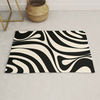 New Groove Retro Swirl Abstract in Black and Almond Cream Rug Gallery Image 1