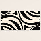 New Groove Retro Swirl Abstract in Black and Almond Cream Desk Mat Gallery Image 3