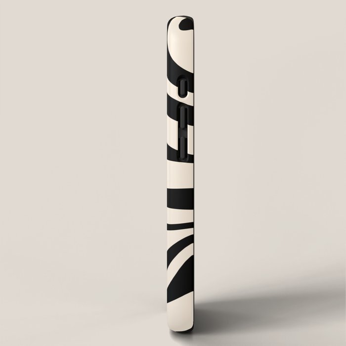 New Groove Retro Swirl Abstract in Black and Almond Cream iPhone Case Gallery Image 2