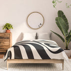 New Groove Retro Swirl Abstract in Black and Almond Cream Comforter Gallery Image 3