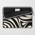 New Groove Retro Swirl Abstract in Black and Almond Cream Laptop Sleeve Gallery Image 2