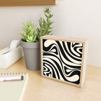New Groove Retro Swirl Abstract in Black and Almond Cream Mini Art Print Gallery Image 2