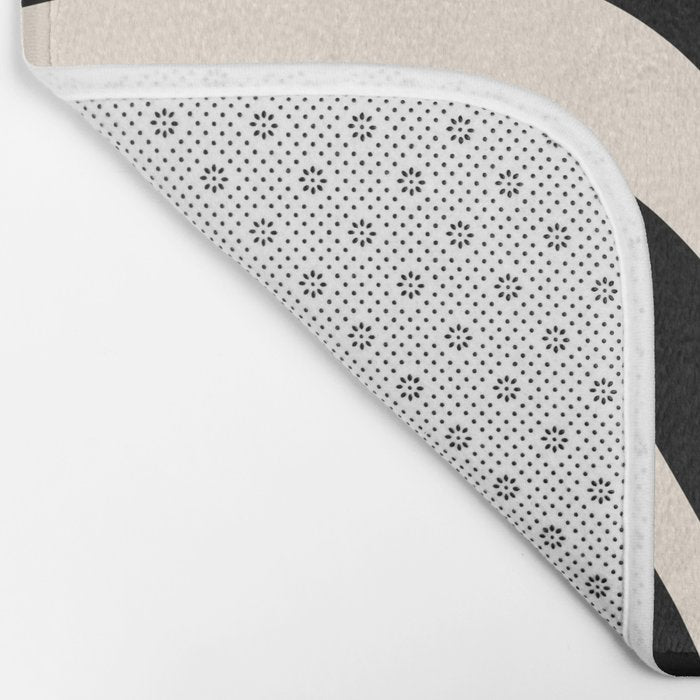 New Groove Retro Swirl Abstract in Black and Almond Cream Bath Mat Gallery Image 2