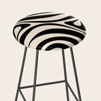 New Groove Retro Swirl Abstract in Black and Almond Cream Stool Gallery Image 2