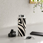 New Groove Retro Swirl Abstract in Black and Almond Cream Water Bottle Gallery Image 4
