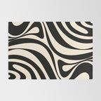 New Groove Retro Swirl Abstract in Black and Almond Cream Rug Gallery Image 2
