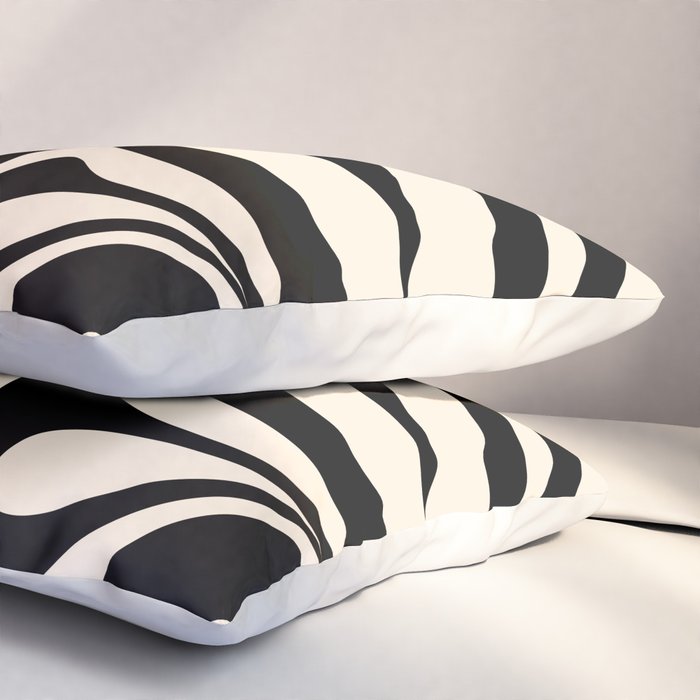 New Groove Retro Swirl Abstract in Black and Almond Cream Pillow Sham Gallery Image 3